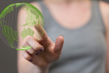 green 3d planet earth with big data