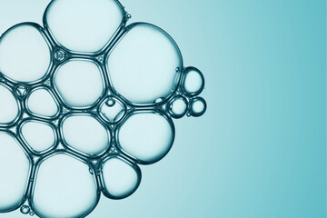 cell, molecule concept. soap bubbles group macro representing abstract cell structure microscope vie