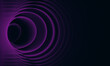 Gradient neon purple violet helix tunnel fades in black space. Echo, sound speed, wave radiance, vibration flow concept. Digital 3d artwork. Great as cover print for electronics, decoration, element.