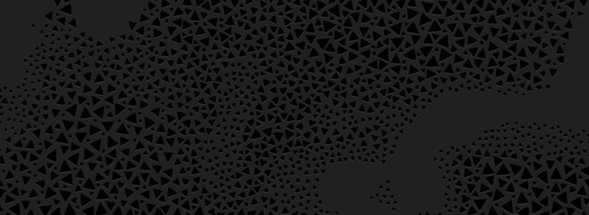 Geometric abstract 3d pattern of triangles, original embossed black background, unique grunge texture for banner, design for cover, wallpaper, website, flyer, book, business card.