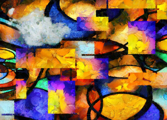 Wall Mural - Colorful Abstract of Rectangular Shapes