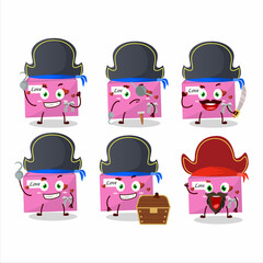 Poster - Cartoon character of pink love envelope with various pirates emoticons