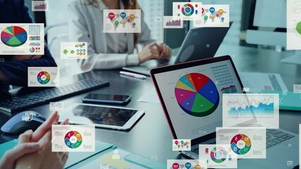 Poster - Electronic Document concept. Electronic application. Paperless work. Digital transformation.