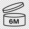 PAO cosmetic icon, mark of period after opening. Expiration time after package opened, outline label. 6 month expirity on transparent background, vector illustration