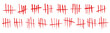 Tally mark. Prison counting lines set, blood slash scratches on the wall. Hand drawn crossed out tally marks, jail grunge outline numbers on white background, vector illustration