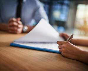 Poster - Making sure every detail is covered. Cropped shot of a man and woman completing paperwork together at a desk.