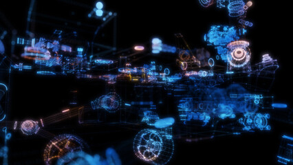 Poster - Abstract technology particles mesh background