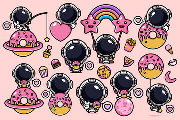 vector design of cute astronaut characters