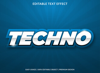 Poster - techno text effect editable template with abstract and modern style use for business logo and brand