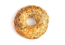 Single Everything Bagel On A White Background