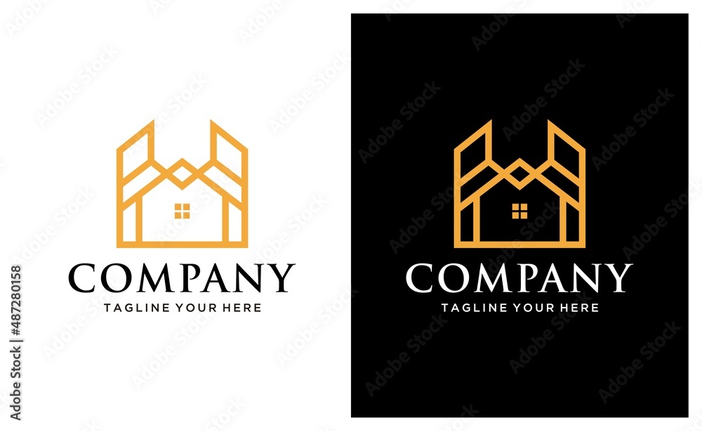 Image vectorielle Stock Logo House. Gold House Symbol Geometric Linear ...