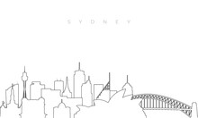Outline Sydney Skyline. Trendy Template With Sydney City Buildings And Landmarks In Line Style. Stock Vector Design.