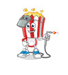 popcorn head cartoon welder mascot. cartoon vector