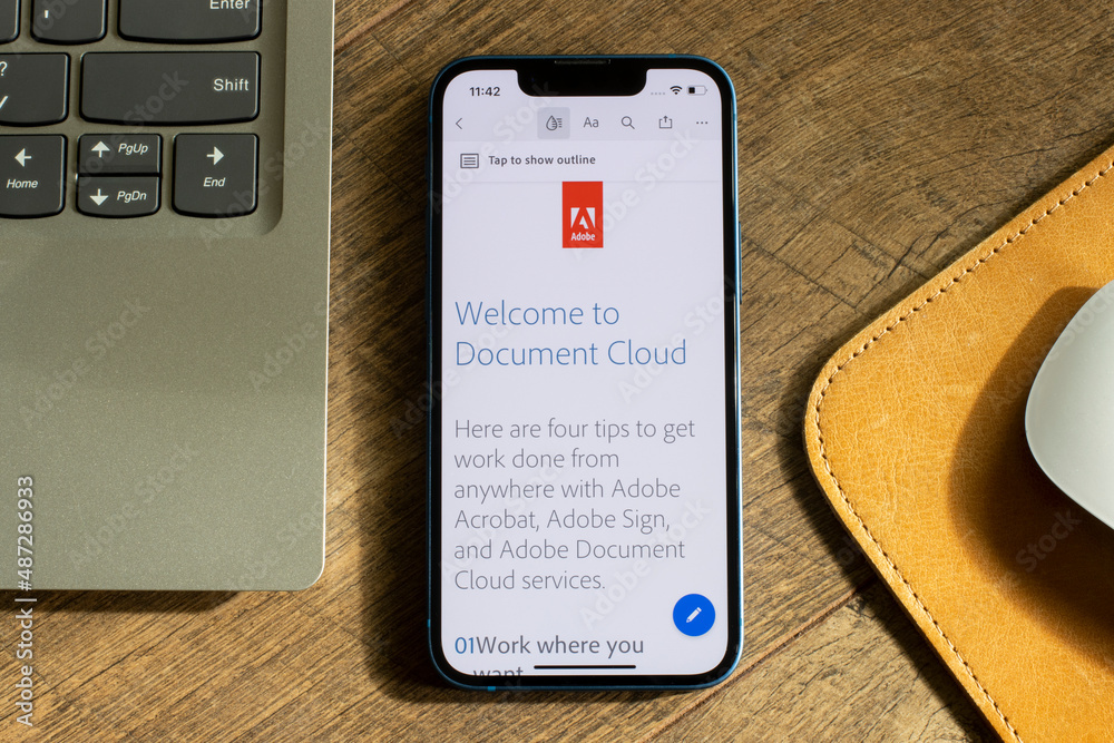 Portland, OR, USA - Feb 5, 2022: Welcome to Document Cloud PDF is seen ...