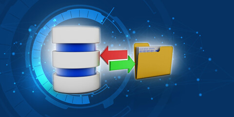 Poster - 3d rendering Database storage data base folder storage
