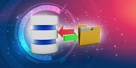 Poster - 3d rendering Database storage data base folder storage

