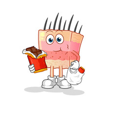 Poster - skin structure eat chocolate mascot. cartoon vector