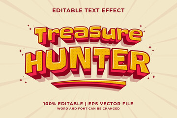 Wall Mural - Editable text effect - Treasure Hunter 3d Traditional Cartoon template style premium vector