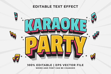 Poster - Editable text effect - Karaoke Party 3d Traditional Cartoon template style premium vector