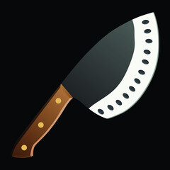 Large sharp cleaver knife isolated on black background, Vector illustration, chef knives, Cutlery icon set