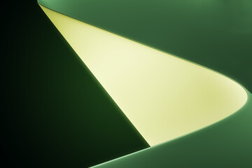 Poster - Soft green chiffon backdrop with curves and waves. Design and cloth concept. 3D Rendering.