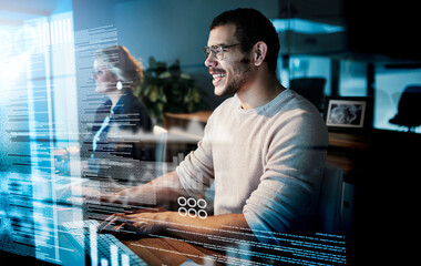 Poster - Writing the perfect code. Cropped shot of computer programmers working on new code.