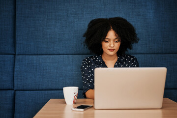 Aufkleber - I always enjoy working hard and achieving my goals. Shot of a young focussed female designer working on her laptop at the office during the day.