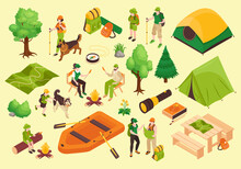 Isometric Camping Icons Collection