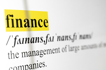Poster - Finance Text Macro Shot Highlighted in Yellow Color On Computer Screen