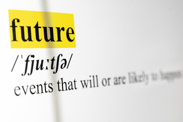 Poster - Future Text Macro Shot Highlighted in Yellow Color On Computer Screen