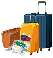 Sticker - Travelling luggages in cartoon style