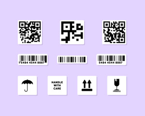 Aufkleber - Qr and bar code icon set. Product scan code. Vector on isolated white background. EPS 10