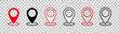 Map pin. Outline map pin position symbol with circle place isolated transparent background. Icons of gps points. Web pointer of destinations. Sign for road travel. Vector