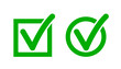 © Wise ant - Checkmark in box. Green checkmark in circle and rectangle. Check mark icons. Tick of right, ok and yes. Sign of approved in checklist. Pictogram symbol. Vector
