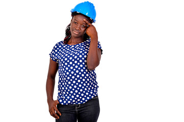 Wall Mural - portrait of a young female engineer thinking.