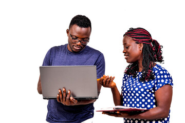 Wall Mural - young businessman and his secretary working together.