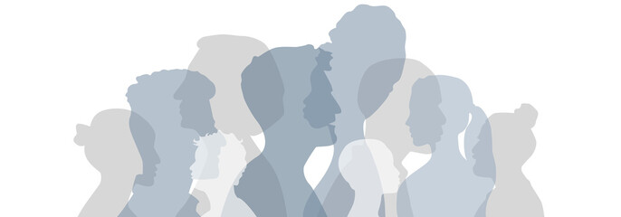 Wall Mural - People of different ethnicities stand side by side together. Flat vector illustration.