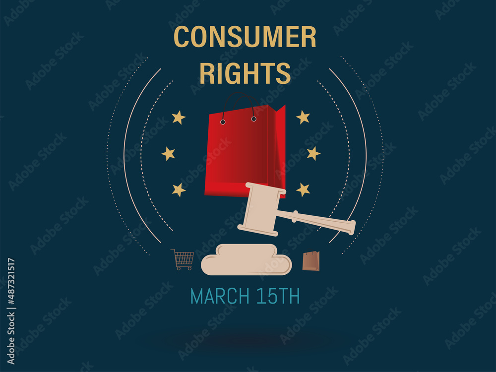World consumer rights day.vector illustration with shopping icons, cart ...