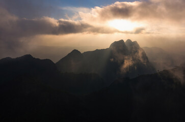 Wall Mural - Travel Viewpoint. Doi luang chiang dao mountain sunset. Chiang mai. Thailand.