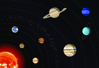Wall Mural - model of solar system, vector illustration
