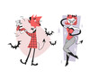 Hand drawn Retro illustration Halloween Characters. Creative Cartoon art work. Actual vector drawing Holiday People. Artistic isolated Vintage Devil