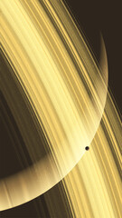 Poster - a giant ring planet with an orbiting moon.