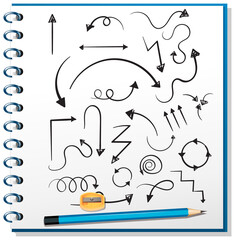 Canvas Print - Hand drawn arrow doodles on paper with a pencil