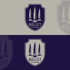 bullet ammo emblem vintage vector logo illustration template icon graphic design. army and military equipment for war or gun sign or symbol concept