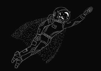 Wall Mural - astronaut flies like a superman, vector illustration