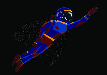 Wall Mural - astronaut flies like a superman, vector illustration