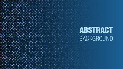 Poster - Abstract blue halftone circles technology pattern consists of different dots isolated on dark background. Geometric shape elements for presentation design. Suit for corporate, business, talks