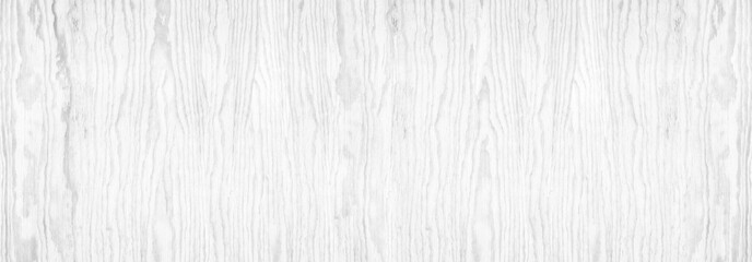 Wall Mural - White washed plywood wide panoramic texture. Light grey wooden pattern. Whitewashed wood vintage rustic widescreen background