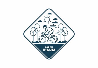 Wall Mural - illustration badge of riding bicycle