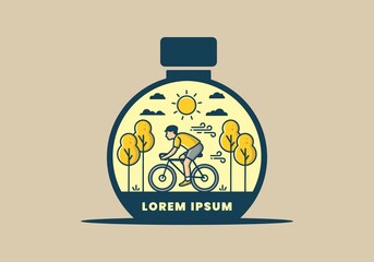 Wall Mural - illustration badge of riding bicycle